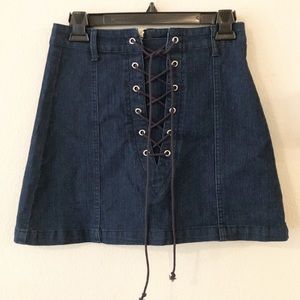 Signature8 Lace up Jean Skirt